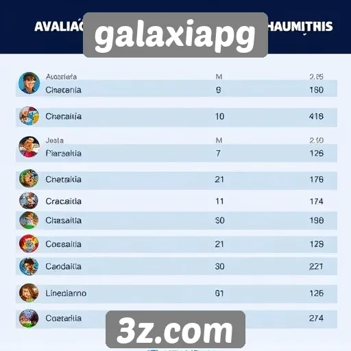 Avaliação dos jogos mais populares no site galaxiapg